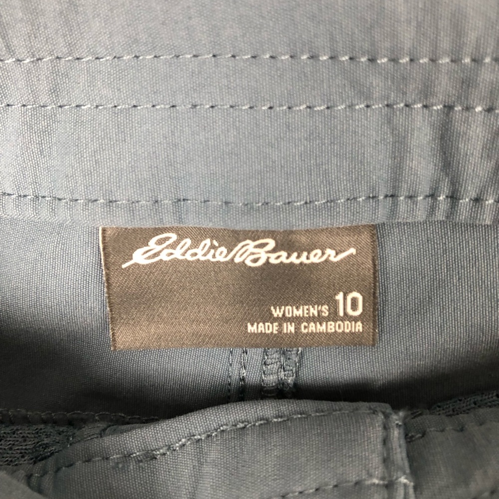 Eddie Bauer Blue Gray Tech Cargo Hiking Capri Capris Women’s Size 10 - Picture 7 of 7